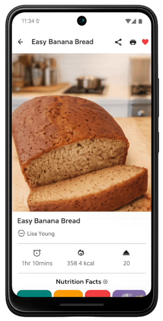 Aplicación Panadería Cero mostrando una receta